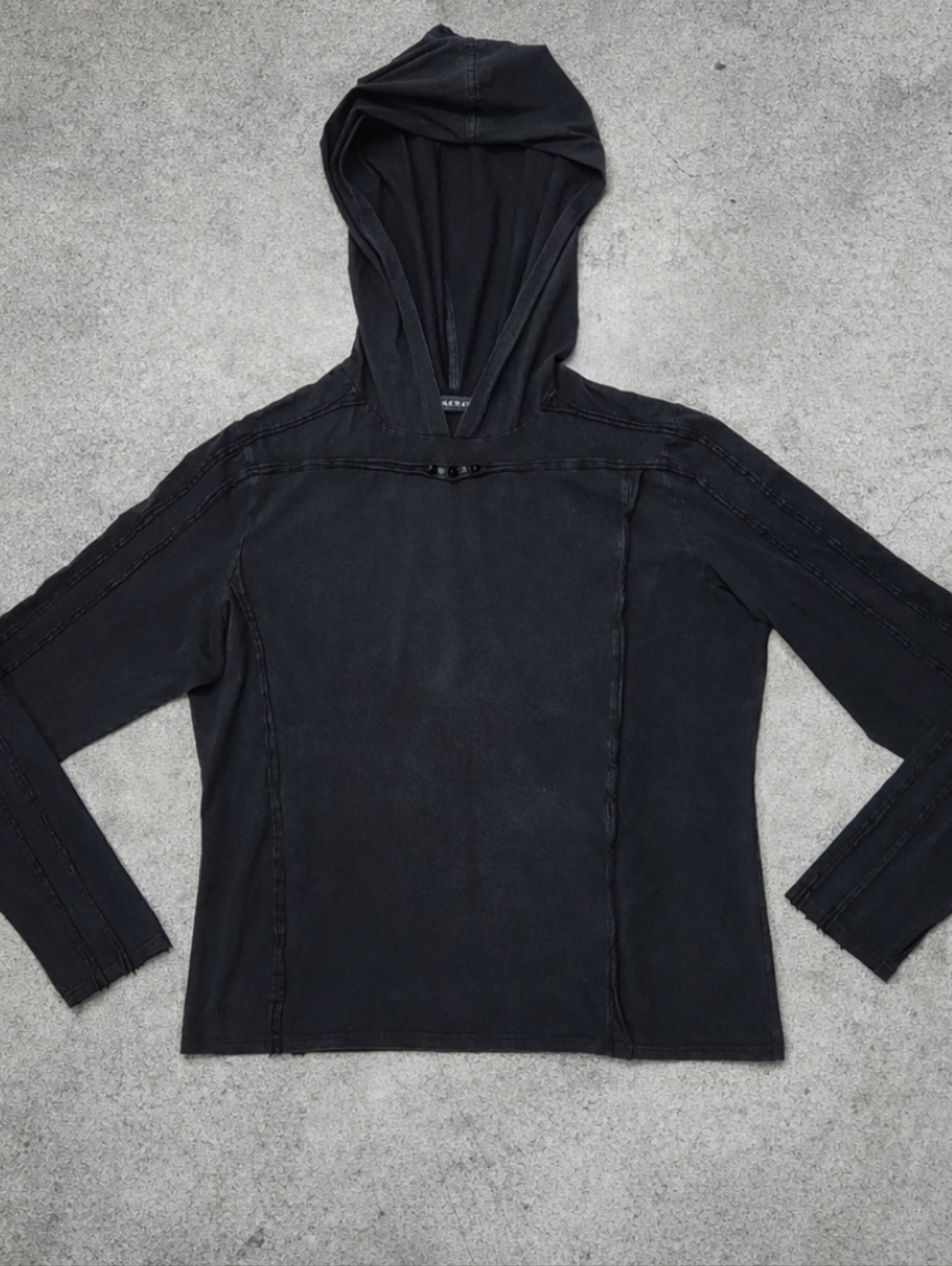 Punk Rave Black Hooded Top Slim Fit Industrial Goth Minimalist
